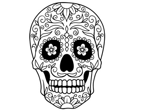 Dibujo de Calavera mejicana para colorear Sugar Skull Drawing, Skull Template, Skull Coloring, Skull Color, Skull Stencil, Skull Coloring Pages, Sugar Skull Girl, Sugar Skull Tattoos, Day Of The Dead Skull