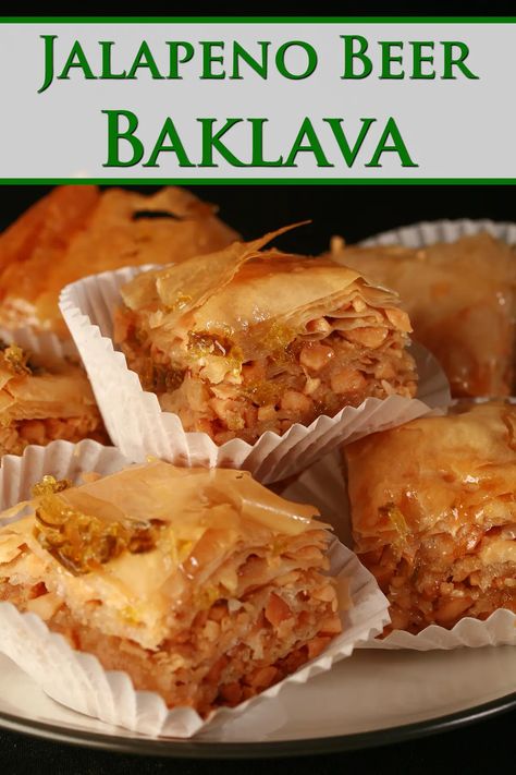 A small stack of squares of jalapeno beer peanut baklava, on a small plate. Baklava Recipe, Foreign Food, Crescent Roll Recipes, Kinds Of Desserts, Dessert Cake Recipes, Appetizer Bites, Fun Recipes, Upside Down Cake, Christmas Cooking