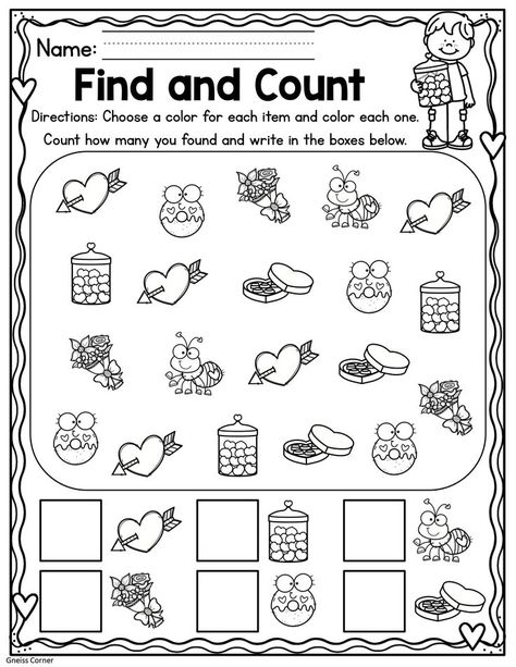 Pre-k Monthly Math & Literacy Bundle - Made By Teachers E90 Kindergarten Easter Worksheets, Valentine Kindergarten, Valentine Worksheets, Craft Heart, Kindergarten February, Counting Clip Cards, Valentines Kids, Kindergarten Valentines, Math Valentines