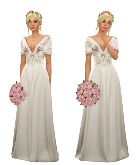 thekims4: TS4 Cottagecore Wedding Dresses... : TS4 Lookbooks Ts4 Cottagecore, Cottagecore Wedding Dresses, Sims 4 Wedding Dress, Cottagecore Wedding, Cottage Dress, Die Sims 4, Sims 4 Traits, Cottagecore Clothes, Sims 4 Mm Cc