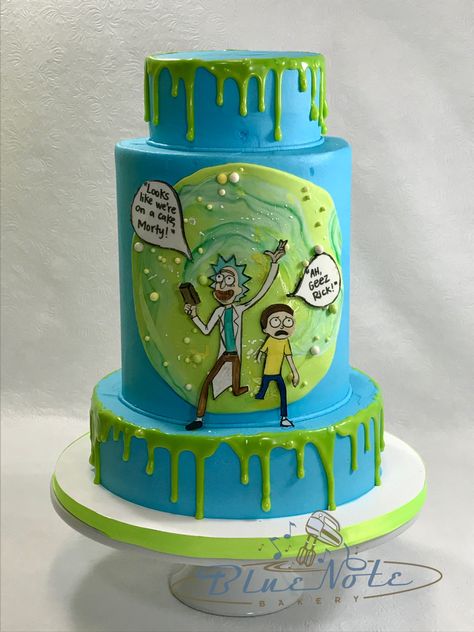 Rick & Morty drip cake. Rick And Morty Cake, Rick And Morty Birthday, Rick And Morty Merch, Cake Templates, Anniversaire Harry Potter, Funny Birthday Cakes, Drip Cake, Cute Birthday Cakes, Cake Boss