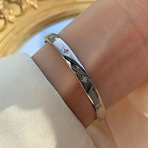 Star Bangle, Simple Bangle, Bangle Silver, Adjustable Bangle Bracelet, Silver Plated Bracelet, Gold Plated Bangles, Sterling Silver Charm Bracelet, Adjustable Bangle, Unisex Bracelets