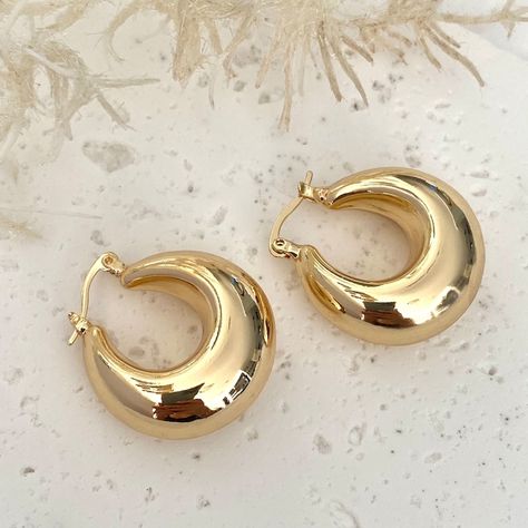 18k Gold Chubby Hoops, Large Gold Hoop Earrings,Chunky Gold, Big Gold earrings Big Statement Earrings, Chunky Earrings, Gold Hoop, Gold And Silver, Gold Hoop Earrings, Dream Jewelry, Etsy Australia, Statement Earrings, Gold Earrings