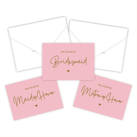 PRICES MAY VARY. Bridesmaid Invitation Cards: Each set contains 10 cards in total, includes 8 "Will You Be My Bridesmaid" card, 1 "Will You Be My Maid of Honor" card and 1 "Will You Be My Matron of Honor" card with matching envelopes. Personalized Customization : 4.1'' x 5.8'' folded, 5.8 x 8.3”unfolded, and each envelope measures approx 4 x 6 inches, offering plenty of space for your personalized sincere message. Modern Design For Everyone: not just bridesmaid, but also maid of honor and matron Bridesmaid Invitation Card, Maid Of Honor Card, Be My Bridesmaid Card, Bridesmaid Proposals, Bridesmaid Invitation, Bridesmaid Card, Matron Of Honor, Be My Bridesmaid Cards, Bridesmaid Proposal Cards