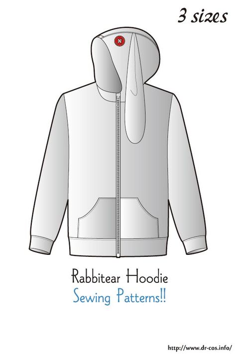 This is the pattern of Rabbitear hoodie. cm size(A4 size) Ladies'-S,M,L At present, only Japanese. Added the number of fabric meters required for each size Hoodie Free Pattern, Hoodie Sewing Pattern, Japanese Sewing Patterns, Hoodie Oversize, Hat Patterns To Sew, Japanese Sewing, Clothing Design Sketches, Japanese Patterns, Clothes Sewing Patterns