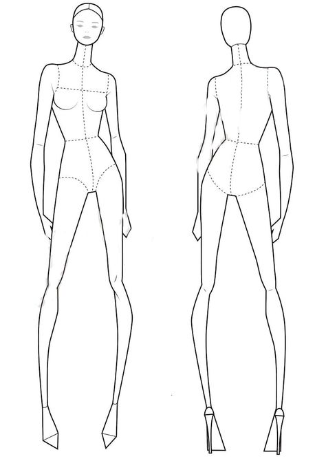 Model Silhouette Drawing, Fashion Sketch Front And Back, Fashion Crouqui Poses, Fashion Sketch Silhouette, Front And Back Fashion Template, Female Croquis Poses Fashion Templates Front And Back, Fashion Sketch Template Front And Back, Fashion Croquis Templates Front And Back, Female Croquis Illustration