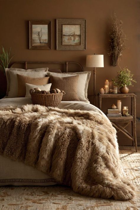 Cozy Desert Home, Cozy Tan Bedroom, Sw Nomadic Desert, Nomadic Desert Sherwin Williams, Desert Room Aesthetic, Canyon Clay Sherwin Williams, Sherwin Williams Nomadic Desert, Cavern Clay Sherwin Williams, Desert Aesthetic Bedroom