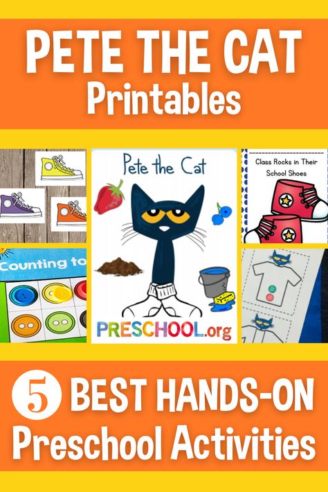 Pete The Cat Printable, Pete The Cat Games, Pete The Cat Preschool, Cat Crafts Preschool, Pete The Cat Art, Best Parenting Books, Blocks Preschool, Preschool Language, Cat Printable