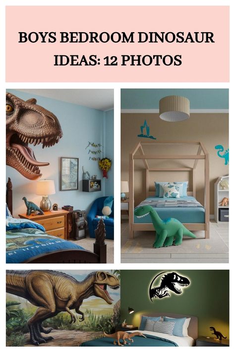 Boys Bedroom Dinosaur Ideas: 12 Photos Minimalist Dinosaur Room, Bedroom Dinosaur Theme, Prehistoric Jungle, Boys Space Bedroom, Boys Dinosaur Bedroom, Home Decor Photos, Dinosaur Ideas, Modern Boys Bedroom, Bedroom Fall Decor