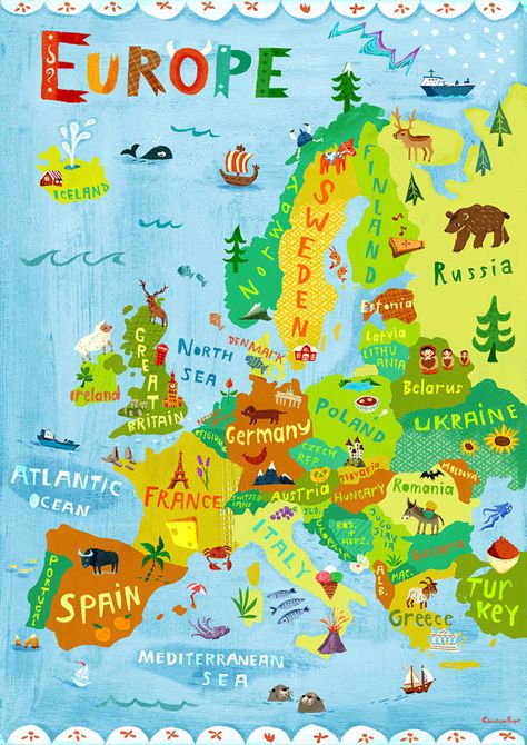 Illustration Kunst, Map Of Europe, Cheap Places To Travel, Diy Hack, College Board, Animal Illustrations, Voyage Europe, Europe Map, Germany And Italy