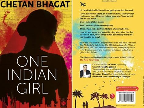 One Indian Girl One Indian Girl Book, Chetan Bhagat, Indian Literature, First Love Story, Work In New York, Fantasy Books To Read, Unread Books, Women Writing, Contemporary Fiction