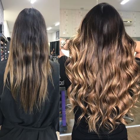 Antes e depois, transformação, mega hair, French Balayage, Balayage Techniques, Beauty Salon Posters, Hair Inspired, Balayage Technique, Mega Hair, Hair Photo, Clip In Hair Extensions, Cut And Color