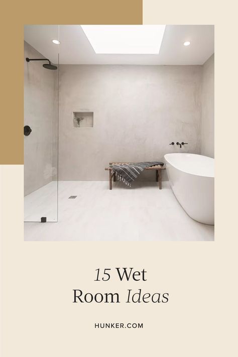 Whether you've been dreaming of a bathroom renovation or you're about to start one, you've probably considered incorporating a wet room. #hunkerhome #bathroom #wetroom #wetroomideas #bathroomideas Wetroom Bathroom With Tub, Wet Room Bathroom With Tub, Wet Room With Bath, Outdoor Entryway Ideas, Wetroom Ideas, Wet Room Ideas, Small Wet Room, Home Decor Business, Wet Room Bathroom