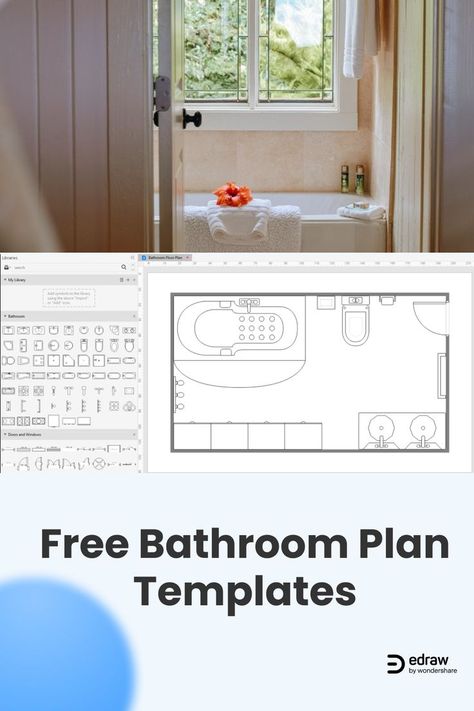 The bathroom floor planning is as necessary as home floor planning. We will make you understand what a full bathroom, three-quarter bathroom, a half bathroom and master bathroom is. Click through, and find more floor plan templates and interior design ideas! 10x14 Master Bath Layout, Master Closet And Bathroom, Quarter Bathroom, Universal Design Bathroom, Bathroom Floorplan, Master Bath Layout, Commercial Bathroom Designs, Bathroom Floor Plan, Floor Planning