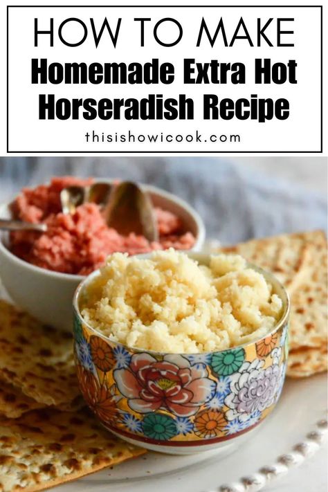 Want a hot horseradish recipe? Easy to make as long as you have a fresh horseradish root; this spicy food makes a great sauce on prime rib or gefilte fish.  In fact, sometimes I think that the fish is just made for testing the horseradish! How To Make Horseradish, Prime Rib Sauce, Homemade Horseradish, Horseradish Recipes, Gefilte Fish, Chopped Liver, Fresh Horseradish, Seasoned Veggies, Prepared Horseradish