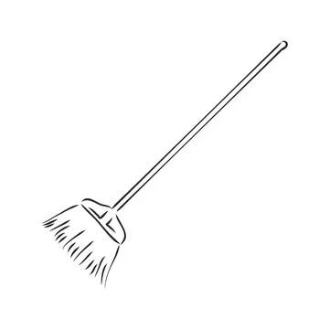 Broom Sketch, A Broom, Vector Sketch, Easy Drawings, Graphic Illustration, Stock Footage, Stock Illustration, White Background, Vector Free