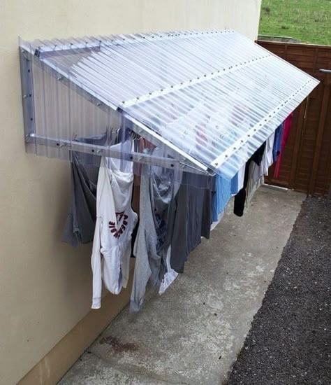 Clothesline Ideas Outdoor, Clothesline Canopy, Clothes Lines Ideas Outdoor, Clothes Line Ideas, Outdoor Laundry Area, Clear Roof Panels, Clothesline Ideas, Outdoor Clothes Lines, Outdoor Laundry Rooms