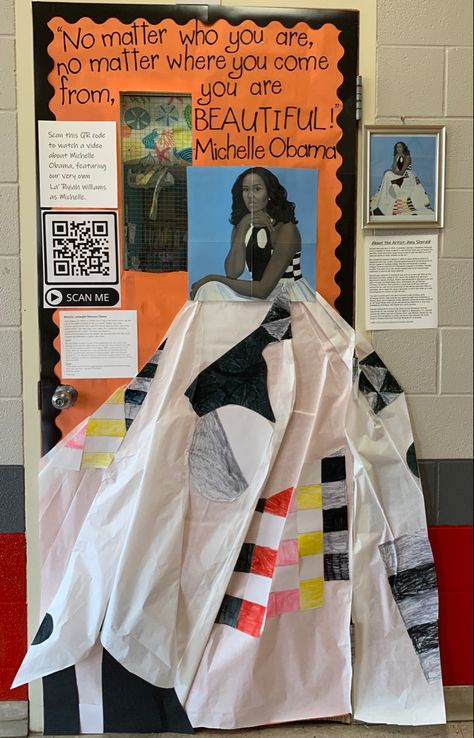 African American History Door Decorating, Michelle Obama Door Decoration, Women History Month Door Decorations, Bhm Door Decorations, Women’s History Month Door Decoration, Bhm Art, Home Decor Tips And Tricks, History Classroom Decorations, Decor Tips And Tricks