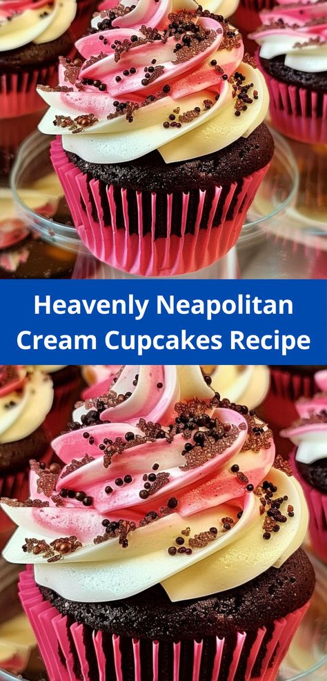 Love easy dessert recipes? Our Heavenly Neapolitan Cream Cupcakes Recipe is a quick and delicious way to satisfy your sweet tooth. Fun Cupcake Recipes, Neapolitan Ice Cream, Cream Cupcakes, Cupcakes Recipe, Cupcake Pan, Strawberry Puree, Ice Cream Flavors, Fun Cupcakes, Easy Dessert