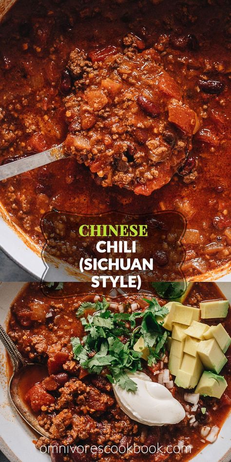 Chinese Chili (Sichuan Style) | Omnivore's Cookbook Asian Chili Recipe, Chinese Chili, Dried Chili Peppers, Chili Soup, Chili Cook Off, Photo Food, Spicy Chili, Food Cooking, Chili Recipes