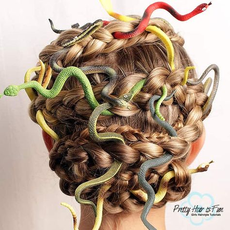 Crazy Hair day! - A girl and a glue gun Boys Halloween Hair, Spooky Hair Day, Wacky Hair Day Ideas For Boys, Snake Costume For Kids, Cute Crazy Hair Day Ideas, Medusa Hairstyle, Medusa Braids, Boys Crazy Hair Day, Fun Braided Hairstyles