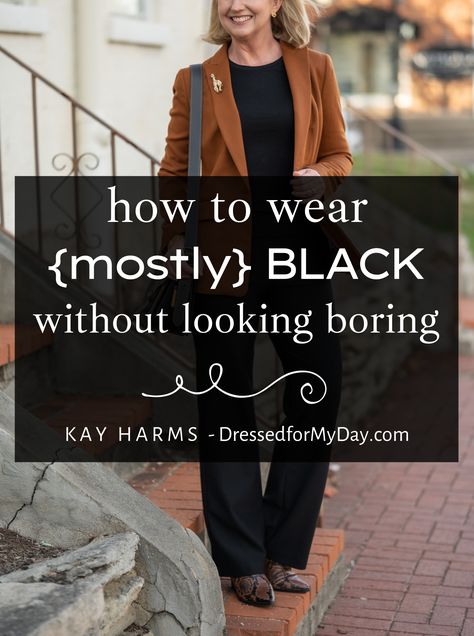 Black Pants Black Cardigan Outfit, How To Dress In All Black, Black Dress Capsule Wardrobe, How To Wear All Black, What To Wear With Black Dress Pants, Classic Black Dress For Fall, How To Style Black Top, Black Outfits For Women Summer, What To Wear With Black Pants