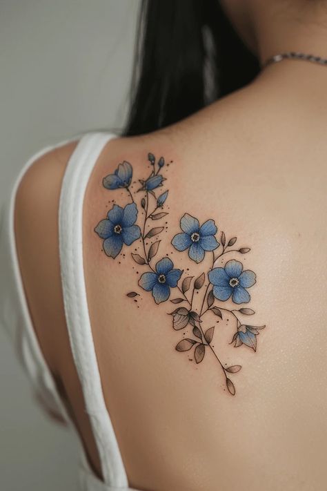 Forget-Me-Not Flower Tattoo Ideas Blue Flax Flower Tattoo, Tiny Filler Tattoos, Forget Me Not Flowers Tatoos, Forget Me Knot Tattoo, Blue Flowers Tattoo, Forget Me Nots Tattoo, Forget Me Not Flower Tattoo, Wife Tattoos, Western Drawings