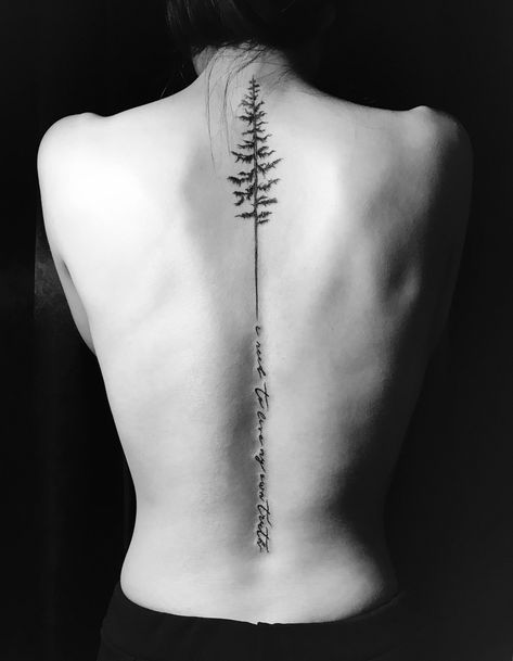 Rune Spine Tattoos For Women, Tree Branch Spine Tattoo, Tree On Spine Tattoo, Spine Tattoos For Women Tree, Lower Back Tree Tattoo, Spine Tattoos For Women Mountains, Forest Spine Tattoo, Spine Tattoo On Spine, Tree Tattoo Back Women