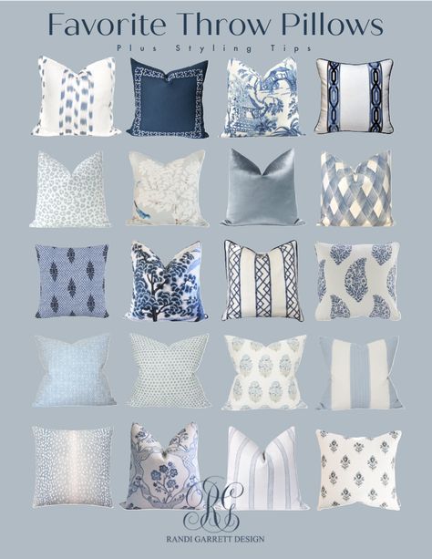 Glam Family Room, Glam Livingroom, White Family Rooms, Blue Family Rooms, Hot Pink Throw Pillows, Best Throw Pillows, Throw Pillow Combinations, Blue And White Living Room, Pillows Blue