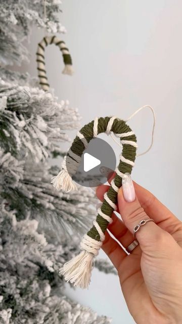 Easy DIY ideas💡 on Instagram: "Macrame Candy Cane Christmas tree ornament🎄✨ This year, I’m absolutely loving boho-style Christmas ornaments, especially those crafted with threads. The cozy vibes are everything! ❄️☃️ #BohoChristmas #craftingjoy #christmasdecor #diychristmasornaments #diycandycane" Easy Diy Boho Christmas Ornaments, Christmas Tree Yarn Ornaments, Macrame Christmas Ornaments Diy, Macrame Candy Cane, Macrame Christmas Tree Ornaments, Christmas Tree Yarn, Macrame Christmas Ornaments, Yarns Ornaments, Boho Christmas Tree