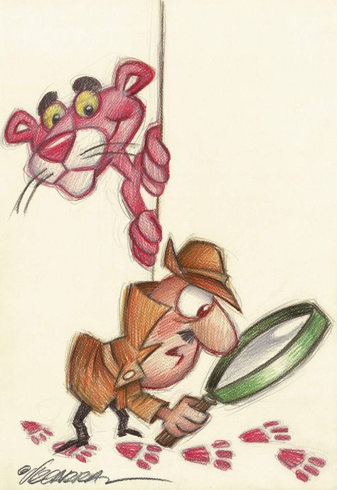 Pink Panther Cartoon, The Pink Panther, Panther Art, Theme Tattoo, Sketchbook Art Journal, Pink Panther, Pinturas Disney, Pink Panthers, Chalk Art