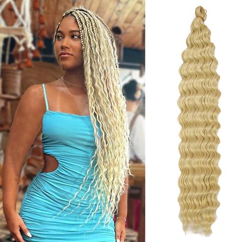 PRICES MAY VARY. Hair Style: 22Inch Curly Braiding Hair,Curly Crochet Hair,Ocean Wave Crochet Hair,Braiding Hair,Crochet Hair for Black Women,human braiding hair. Hair Materials: 100% High Quality Synthetic Fiber, Smooth, Tangle-Free,Soft, Very Close To Human Hair. Easy To Install No Smell: Easy To Separate And Braids,Tangle Free, Can be Easily Use For Different Styles According To Your Preference, Such As Boho Box Braids, Goddess Box Braids,Crochet Braids,Box Braids,Bohemian Braids,Goddess Brai Wavy Braiding Hair, Braids Bohemian, Wavy Hair With Braid, Ocean Wave Crochet, Curly Braiding Hair, Ocean Wave Crochet Hair, Braids Goddess, Curly Crochet Braids, Conditioner Curly Hair