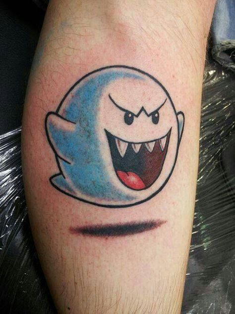 Ghost from super Mario Deadmau5 Tattoo, Super Mario Tattoo, Chris Tattoo, Mario Tattoo, Gamer Tattoos, Ancient Tattoo, Ghost Tattoo, Back Of Shoulder Tattoo, Tattoo Now