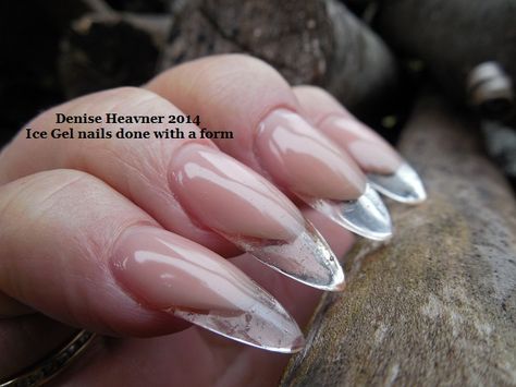 Ice Gel Nails done with a form Ice Nails Acrylic Clear, Ice Gel Nails, Drop Nails, Ice Nails, Ice Gel, Sharp Claws, Feather Nails, Gel Nails Diy, Nail Essentials