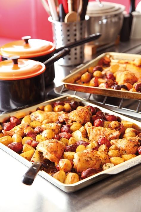 Chorizo And Potatoes, Nigella Lawson Recipes, Chorizo And Potato, Spanish Chicken, Tray Bake, Nigella Lawson, Pan Recipes, Gordon Ramsay, Green Salad