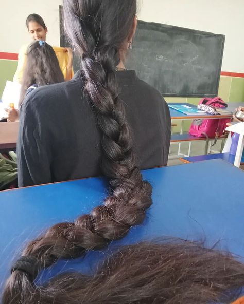 Long Hair fantascy on Instagram: “credits : @nandu_killer230 #longhairvideos #bun #hairbun #hairplay #indianstyle #hairstyles #hairsmellsgood #longhairdontcare #longbraids…” Elven Hairstyles, Beautiful Brown Hair, Indian Long Hair Braid, Long Hair Images, Long Indian Hair, Glamour Hair, Long Hair Ponytail, Long Hair Models, Extremely Long Hair