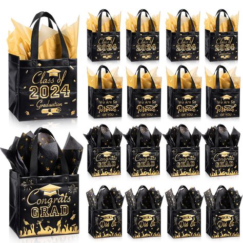 PRICES MAY VARY. Package Includes: you will get 48 graduation gift bags in 2 different styles, and 48 tissue paper in 2 different styles, 24 pieces for each design; The quantity is sufficient to satisfy your graduation party use and replacement demands Graduation Themed Design: these 2024 graduation bags are based on black color, and printed with graduates waving graduation caps, and printed with gold words, such as [Congrats Grad] [You Did It] [We Are So Proud Of You] and so on; Our tissue pape 8th Grade Graduation Party Ideas, Bags For College, Graduation Gift Bags, Kindergarten Graduation Party, College Grad Party, 8th Grade Graduation, Bags 2024, Graduation Party Favors, School Kindergarten