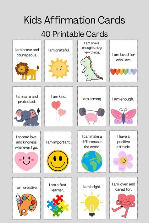 Crafted Serenity: Tranquil DIY Projects for a Peaceful Home Children Psychology, Affirmation Cards For Kids, Affirmation Cards Printable, Positive Affirmations For Kids, 15 Aug, Building Self Esteem, Positive Affirmation Cards, Affirmations For Kids, Mindfulness For Kids