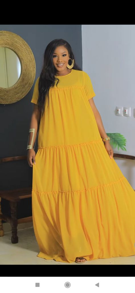 Carribean Gown Styles, Cute Work Hairstyles, Long Yellow Dress, Modesty Dress, Bubu Gown Styles, Modest Dresses Fashion, Chic Dress Classy, Cute Work Outfits, African Wear Dresses