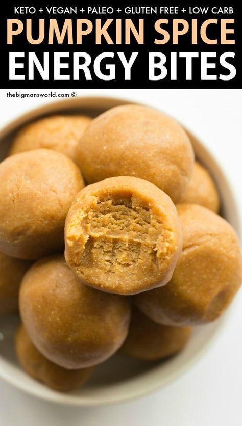 Fitness Snacks, Energy Balls Recipe, No Bake Pumpkin, Pumpkin Protein, Bake Pumpkin, Energy Bites Recipes, No Bake Pumpkin Pie, Energy Ball Recipe, Low Carb Low Fat Recipes