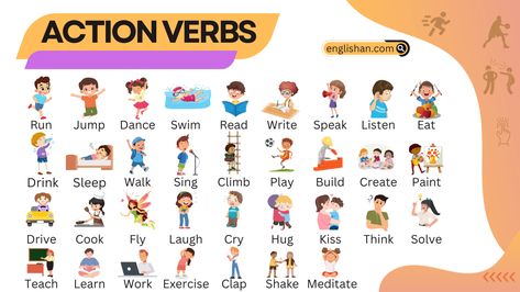 Animals Names In English, Birds Name, Good Moral Stories, Verbs In English, Basic English Grammar Book, Teach English To Kids, Verbs List, English Grammar Book, Action Verbs