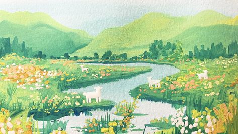 titsay 𓆏 on Twitter: "meadow - gouache on watercolor paper… " Zoom Wallpaper, Cute Desktop, Cute Laptop, Cocoppa Wallpaper, Cute Laptop Wallpaper, Desktop Wallpaper Art, Cute Desktop Wallpaper, Mac Wallpaper, Wallpaper Cute