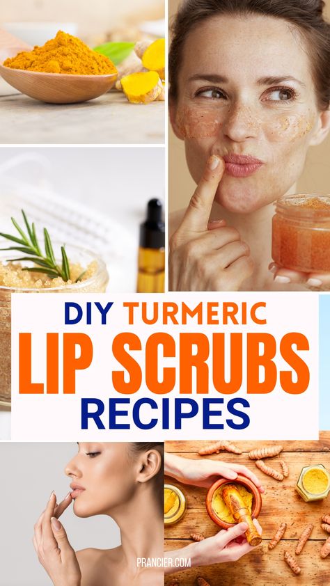 turmeric DIY Lip scrub Lip Lightening Scrub, Turmeric Lip Lightening, Brightening Lip Scrub Diy, Tumeric Lip Lightening Recipe, Tumeric Lip Scrub Recipe, Lip Brightening Diy, Lips Scrub Homemade, Lip Scrub Diy For Dark Lips, Diy Tumeric Scrub