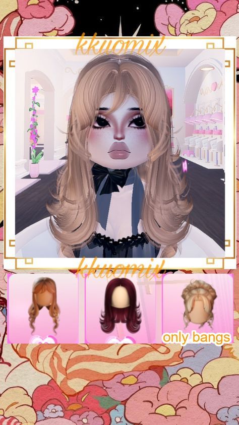 Dti Outfits Hair Combos, Dti Outfit Hacks Hair, Dti Hacks Hair, Hair Hacks Dress To Impress, Dti Hair Combos New Update, Dti Hair Combos Free, Hair Combos Dti, Dti Hairs, Cinnamoroll Image