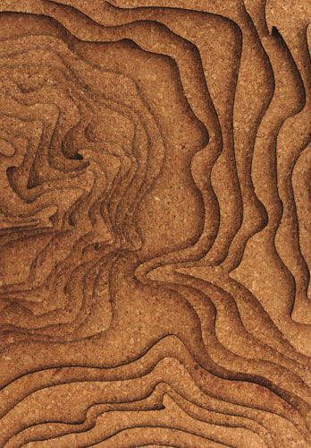 Laser cut cork topographic model Topographic Model, Handmade Wood Crafts, Laser Cut Decor, Site Model, Laser Cut Wood Crafts, Cork Wall, Landscape Model, Arch Model, Architectural Models