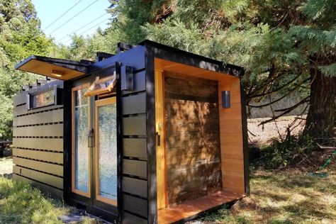 Shipping container turned into compact tiny house for two Rain Water Collection Diy, Container Van House, Container Van, Container Homes For Sale, Best Tiny House, Tiny House Listings, Van Home, Casa Container, Container Home