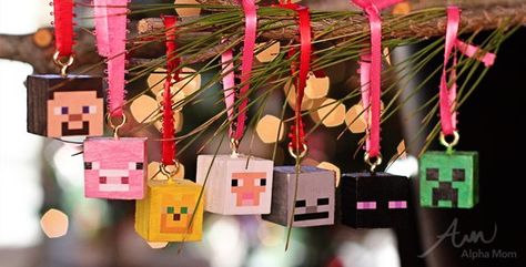 Minecraft is all the rage at my house so when my daughter suggested we make Minecraft Christmas Ornaments I knew I had to share her idea. Whether you're making them as gifts, as an activity at a Minecraft-themed party, or just as ornaments for your own tree, they are sure to please every gamer big or small! Minecraft Christmas Ornaments, Minecraft Christmas Tree, Minecraft Gifts, Diy Tree Decor, Minecraft Christmas, Christmas Decorations For Kids, Christmas Ornaments Diy, Minecraft Crafts, Big Party