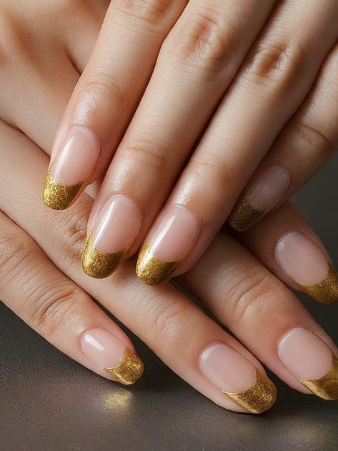 35+ Gold French Tip Nail Designs Gold French Manicure Almond, Square Acrylic Nails Gold, Gold Glitter French Tip Nails, French Tips Gold, Gold French Manicure, Gold French Tip, Tip Nail Designs, French Tip Nail Designs, Gold Tips