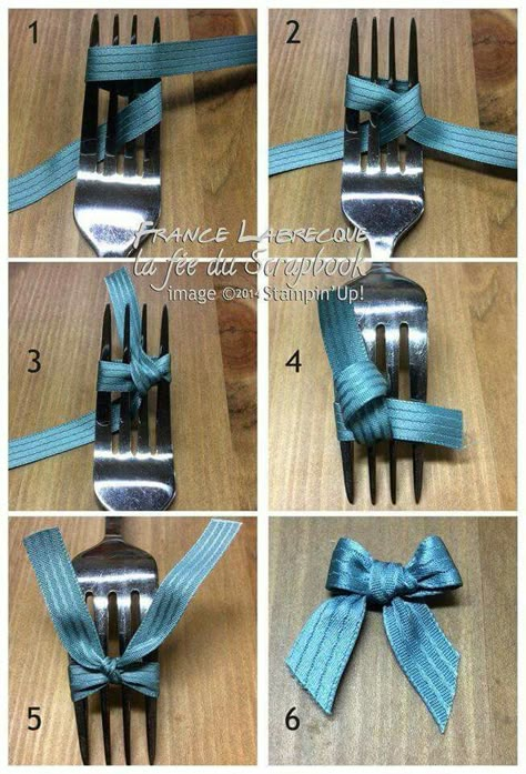 Handicrafts Ideas Handmade, Fork Bow, Homemade Bows, Making Bows, Ribbon Crafts Diy, Make Bows, Bows Diy Ribbon, Gifts Wrapping Diy, Outdoor Kitchen Design Layout