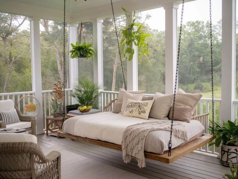 15 Screened Porch Ideas That Extend Your Living Space Outdoors Sleeping Porch Enclosed, French Country Screened In Porch, Swinging Bed Porch, Free Standing Screened Porch, Daybed In Sunroom, Porch Off Bedroom, Screened In Porch And Deck, Large Screened In Porch, Enclosed Porch Ideas